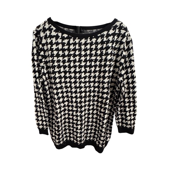 Ann Taylor Factory Sweaters - Ann Taylor Factory Womens Houndstooth Cotton Knit Sweater Black White NWT M